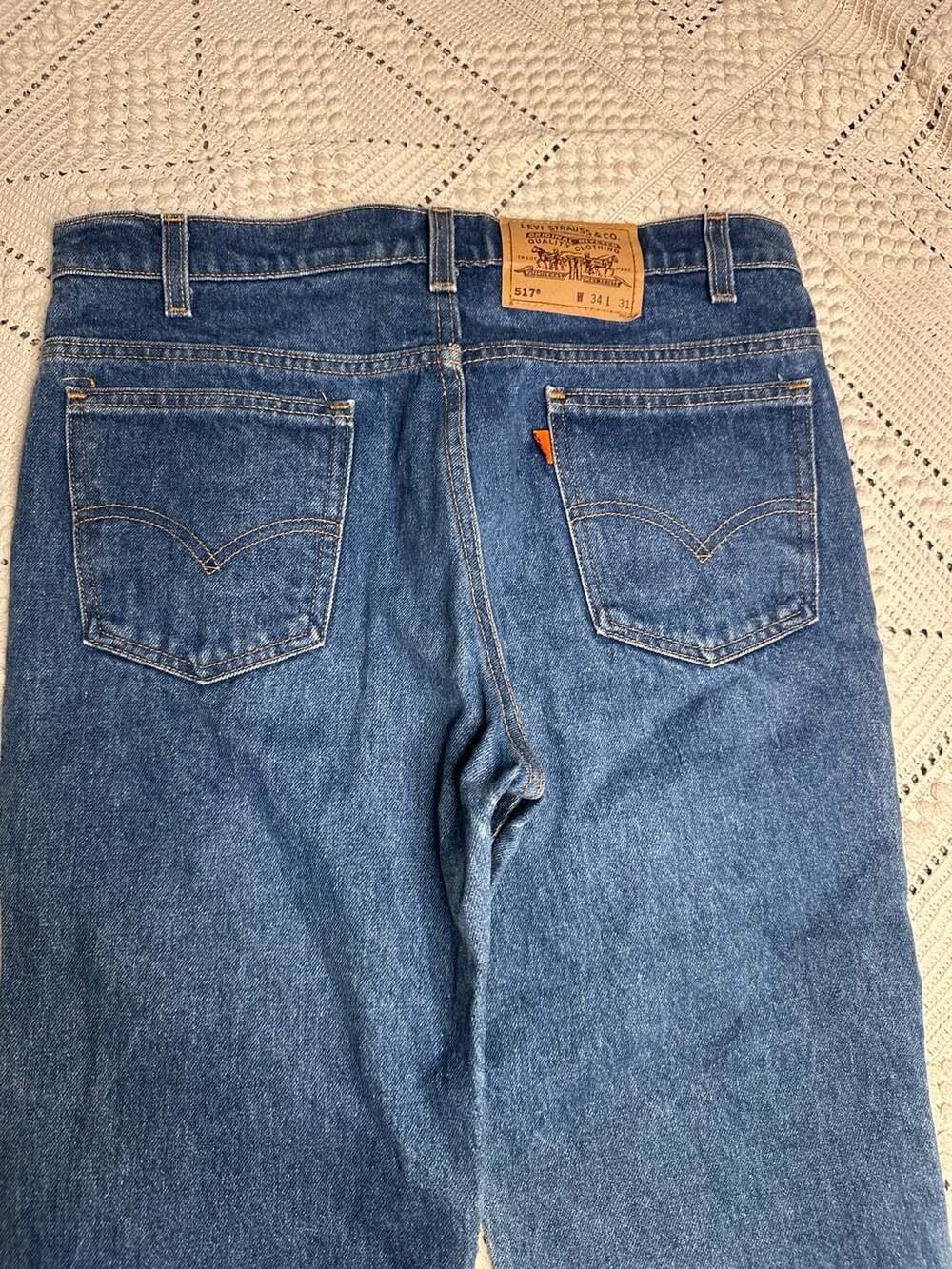 Vintage 90s Levi's 517 Orange Tab Made in USA Bootcut Denim Jeans 31x34